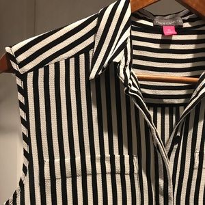 Vince Camuto | Striped Sleeveless Button Up XS